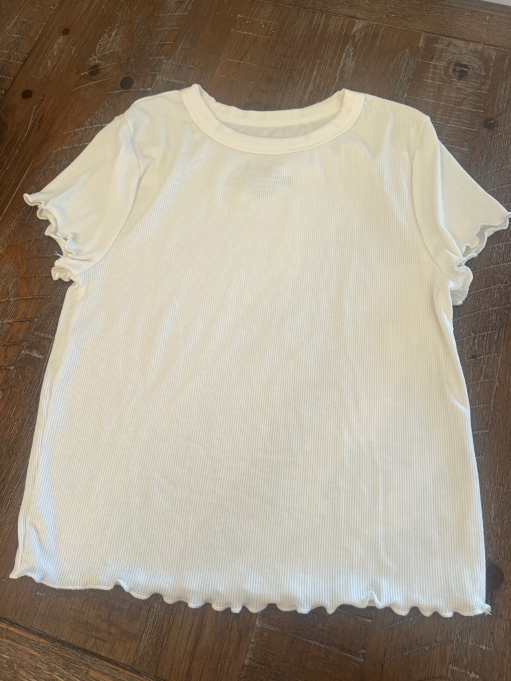 The Spring Shop Ribbed Short Sleeve Tee in Pink & Cream